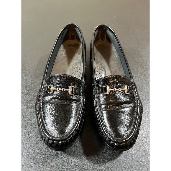 SAS Metro P Tripad Comfort Black Patent Leather Slip On Loafers Horse Bit 8.5 M - Picture 2 of 10